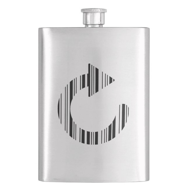 RELOAD ICON BAR CODE Computer Barcode Pattern Hip Flask (Front)