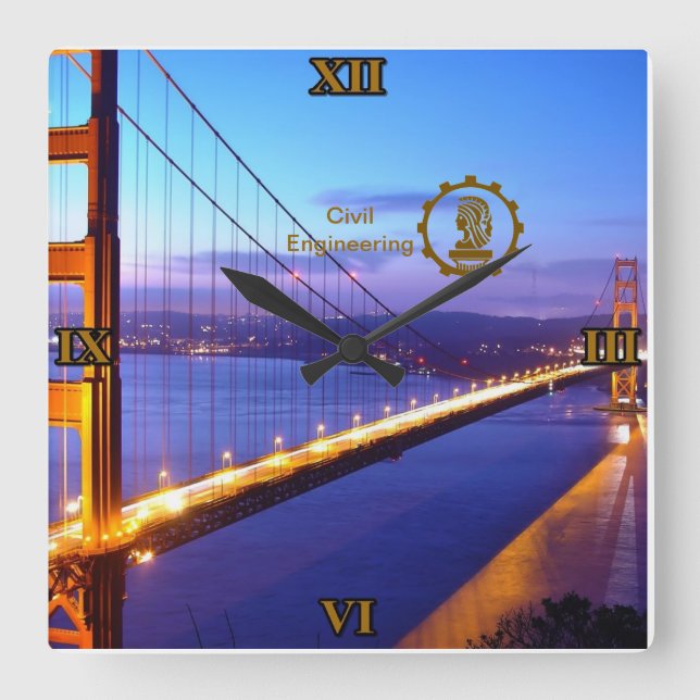 Relogio de Parede Engenharia Civil Square Wall Clock (Front)