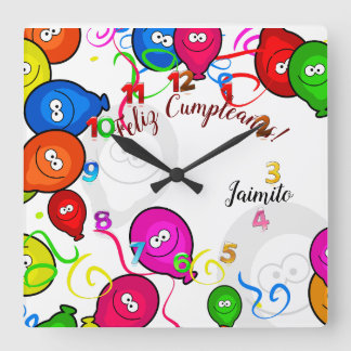 Reloj de Pared con Feliz Cumpleaños personalizado  Square Wall Clock