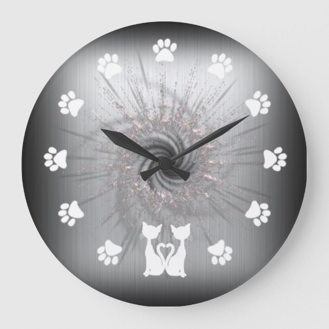 Reloj de pared con gatos large clock (Front)