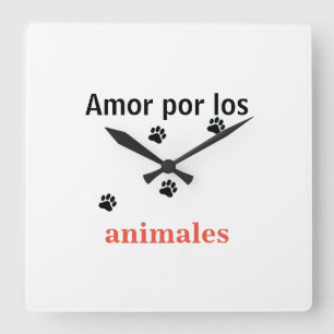 Reloj love for los animales square wall clock