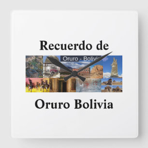 Reloj recuerdo of oruro Bolivia Square Wall Clock