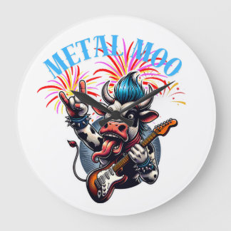   Relojes  Metal Moo-d – Rockin' Cow with a Guitar Large Clock