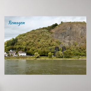 Remagen Rhine River Bridge Painting Effect Photo Poster