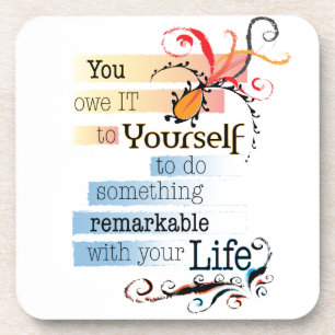 Remarkable LIFE Inspirational Illustrated quote Coaster
