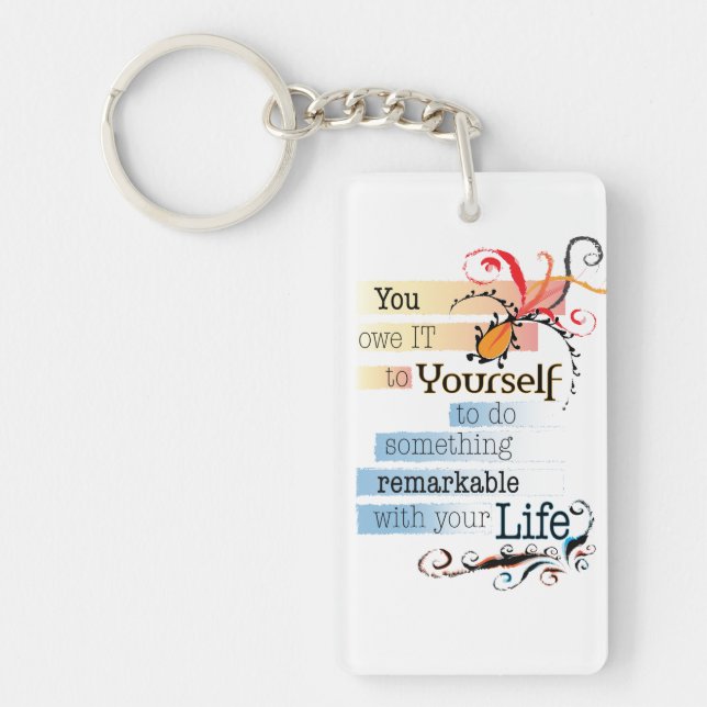 Remarkable LIFE Inspirational Illustrated quote Keychain (Front)