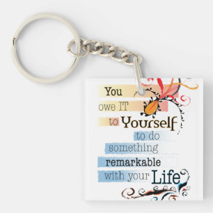 Remarkable LIFE Inspirational Illustrated quote Keychain