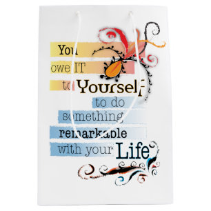 Remarkable LIFE Inspirational Illustrated quote Medium Gift Bag