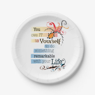 Remarkable LIFE Inspirational Illustrated quote Paper Plate