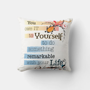 Remarkable LIFE Inspirational Illustrated quote Throw Pillow