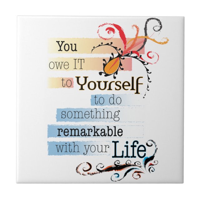 Remarkable LIFE Inspirational Illustrated quote Tile (Front)