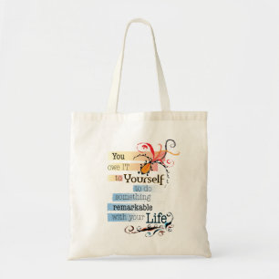 Remarkable LIFE Inspirational Illustrated quote Tote Bag