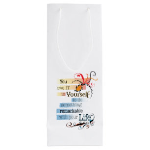 Remarkable LIFE Inspirational Illustrated quote Wine Gift Bag