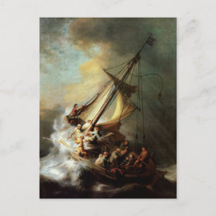 Rembrandt Art Painting Christ in the Storm Postcard