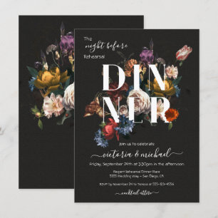 Rembrandt Floral Dark & Moody Rehearsal Dinner Invitation
