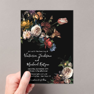 Rembrandt Floral Dark & Moody Wedding Acrylic Invitations