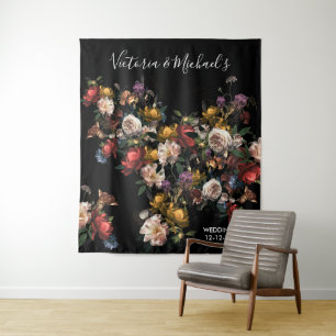 Rembrandt Floral Tapestry Wedding Backdrop photo