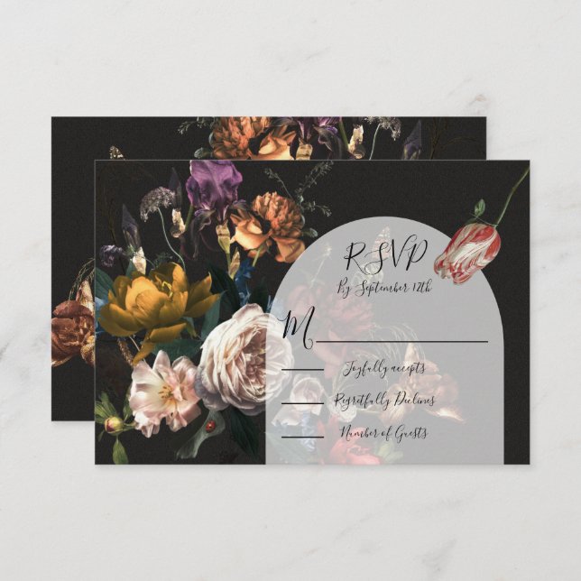 Rembrandt Floral Wedding Arch response cards RSVP (Front/Back)