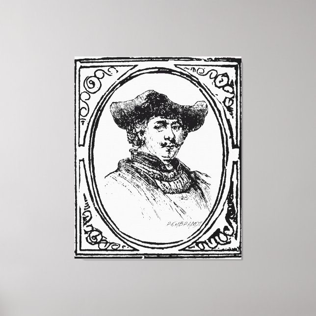 Rembrandt Framed Self Portrait Sketch Canvas Art (Front)