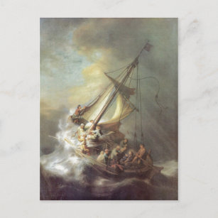 Rembrandt Harmensz. van Rijn Christus im Sturm auf Postcard
