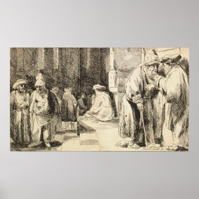 Rembrandt - Jews In Synagogue Poster (Front)
