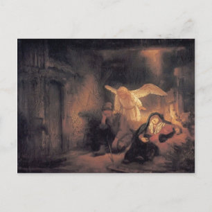 Rembrandt- Joseph's Dream in Stable in Bethlehem Postcard