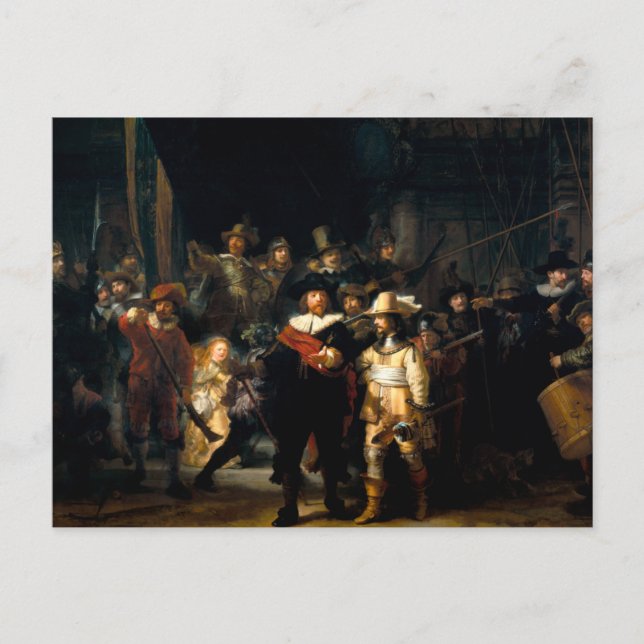 Rembrandt la carte postale de montre de nuit (Devant)
