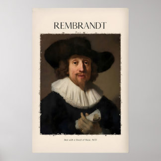 Rembrandt Man with Sheet Music633 Portrait Art Poster