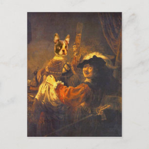 Rembrandt mit Bosti auf dem Schoß Postcard