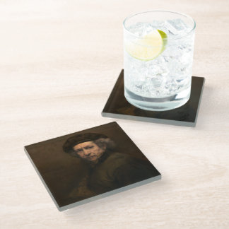 Rembrandt Self Portrait: Dutch Golden Age Painter Glass Coaster