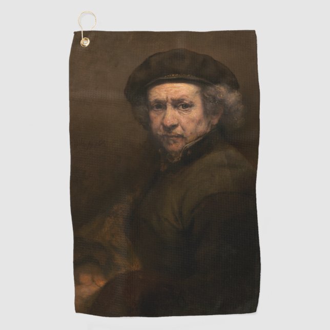 Rembrandt Self Portrait: Dutch Golden Age Painter Golf Towel (Front)