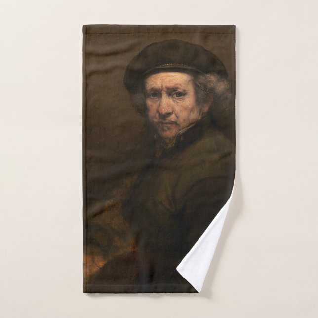 Rembrandt Self Portrait: Dutch Golden Age Painter Hand Towel (Hand Towel)