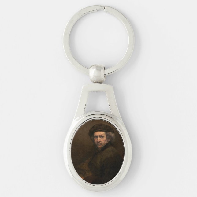 Rembrandt Self Portrait: Dutch Golden Age Painter Keychain (Front)