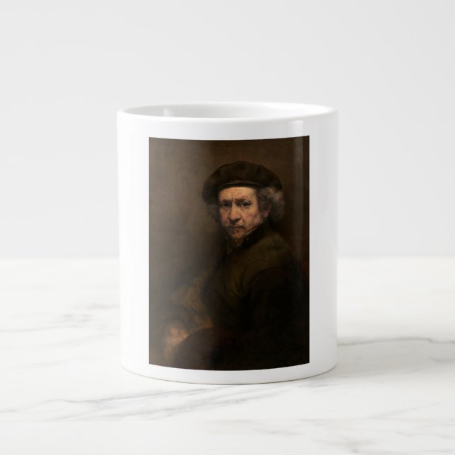 Rembrandt Self Portrait: Dutch Golden Age Painter Large Coffee Mug (Front)