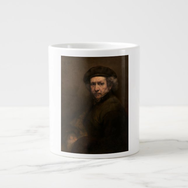 Rembrandt Self Portrait: Dutch Golden Age Painter Large Coffee Mug (Front)