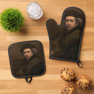 Rembrandt Self Portrait: Dutch Golden Age Painter Oven Mitt & Pot Holder Set