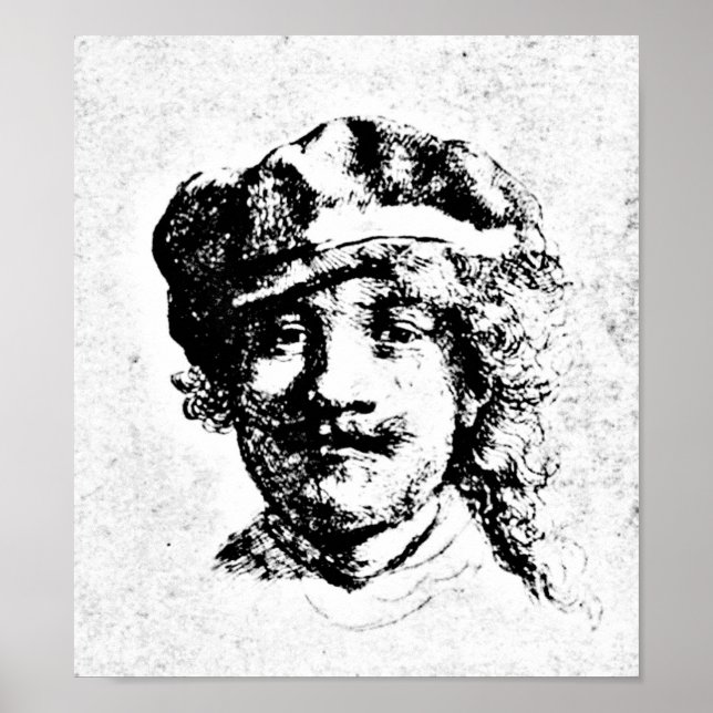 Rembrandt Self Portrait Engraving Poster (Front)