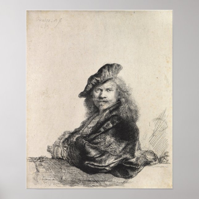 Rembrandt - Self-Portrait Leaning On Stone Sill Poster (Front)