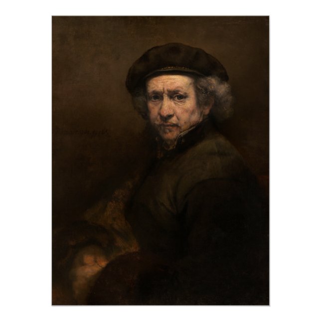 Rembrandt Self-Portrait with Beret Glossy Poster (Front)