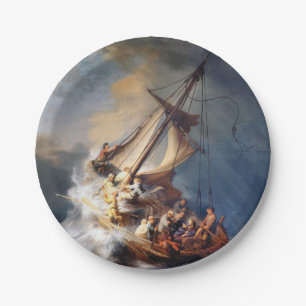 Rembrandt Storm on Lake of Galilee Paper Plate