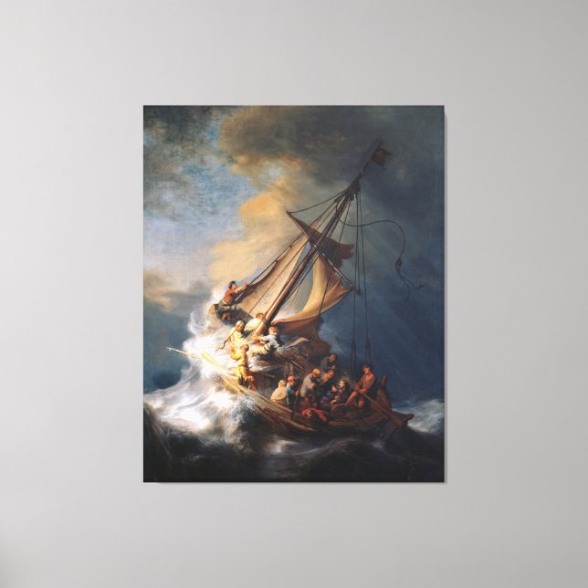 Rembrandt Storm Sea of Galilee Painting Canvas Print (Front)