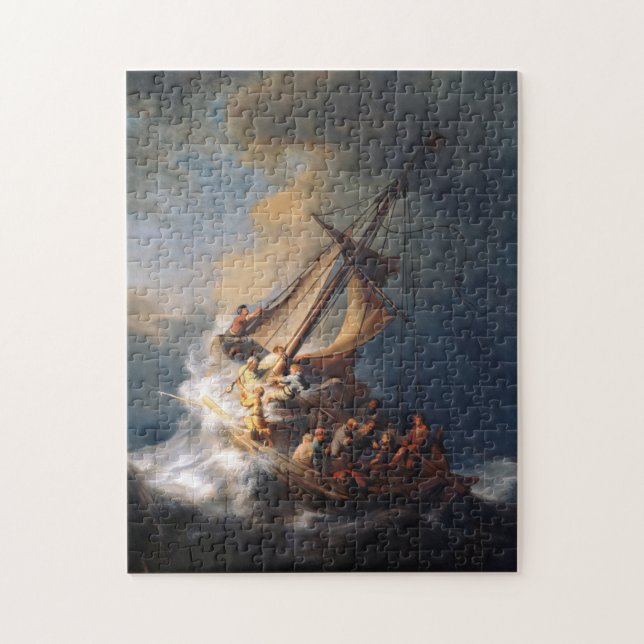 Rembrandt Storm Sea of Galilee Painting Jigsaw Puzzle (Vertical)