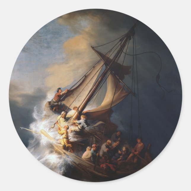 Rembrandt The Storm on the Sea of Galilee Classic Round Sticker (Front)