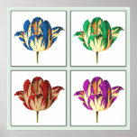 Rembrandt Tulip Pop Art Poster Print<br><div class="desc">A lovely and colourful pop-art rendering of a glorious Rembrandt tulip in 4 colours.</div>