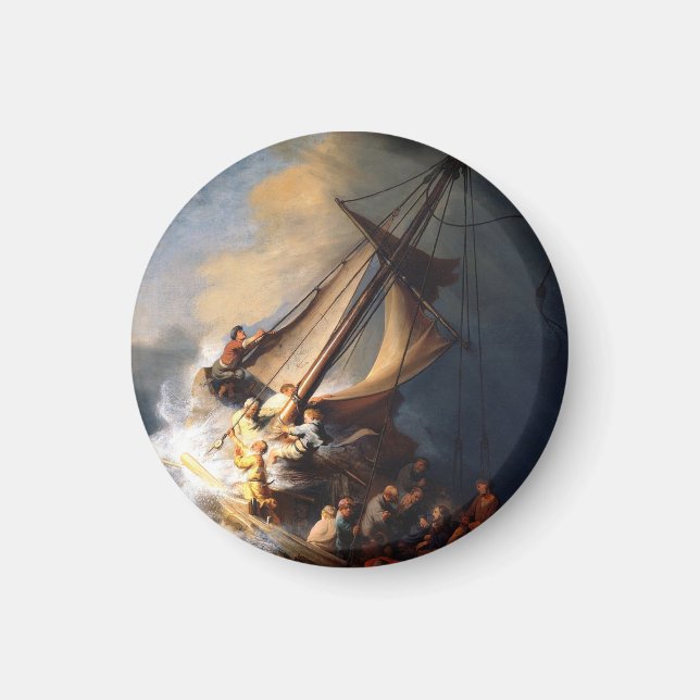Rembrandt Van Rijn Christ In The Storm Sea Galilee Magnet (Front)