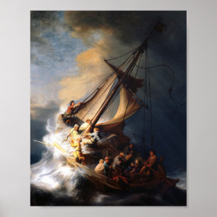 Rembrandt Van Rijn Christ In The Storm Sea Galilee Poster