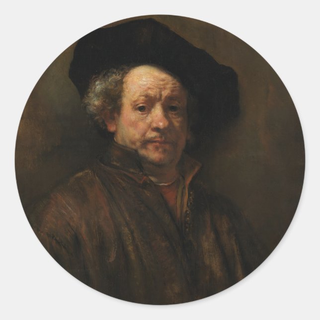 Rembrandt van Rijn's Self Portrait Fine Art Classic Round Sticker (Front)