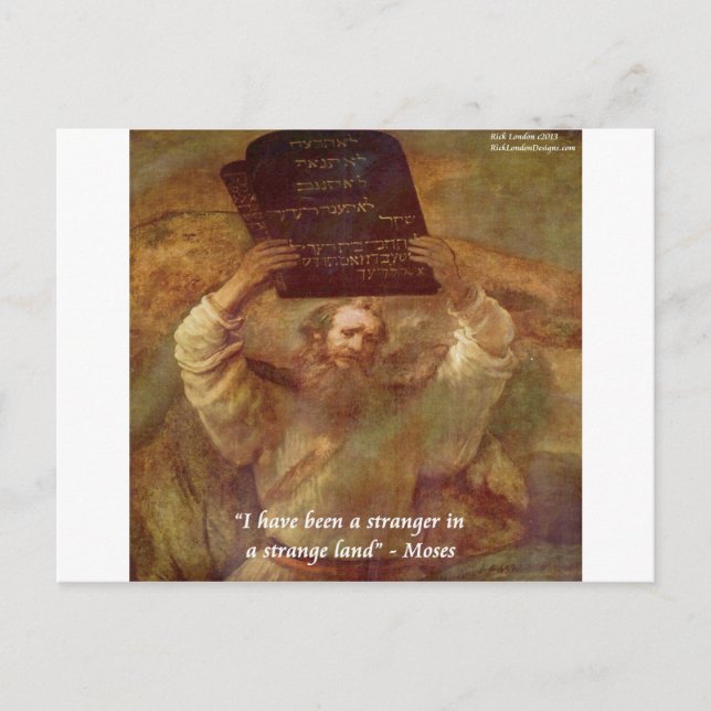 Rembrandt's Moses & Biblical Quote Postcard (Front)