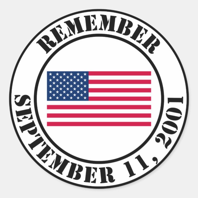 Remember 9/11 classic round sticker (Front)