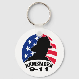 Remember 9-11 fireman firefighter american flag keychain